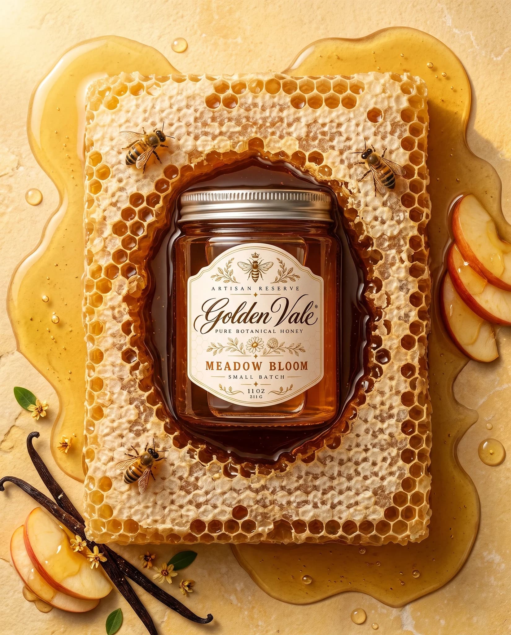 Honeycomb Honey Flatlay