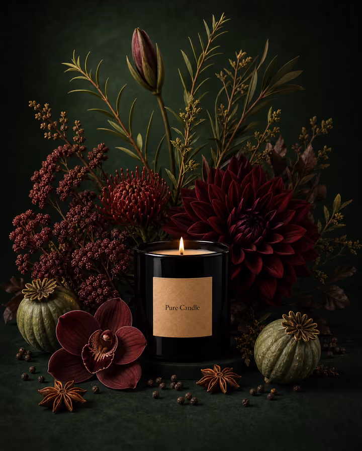 Burgundy Candle Editorial