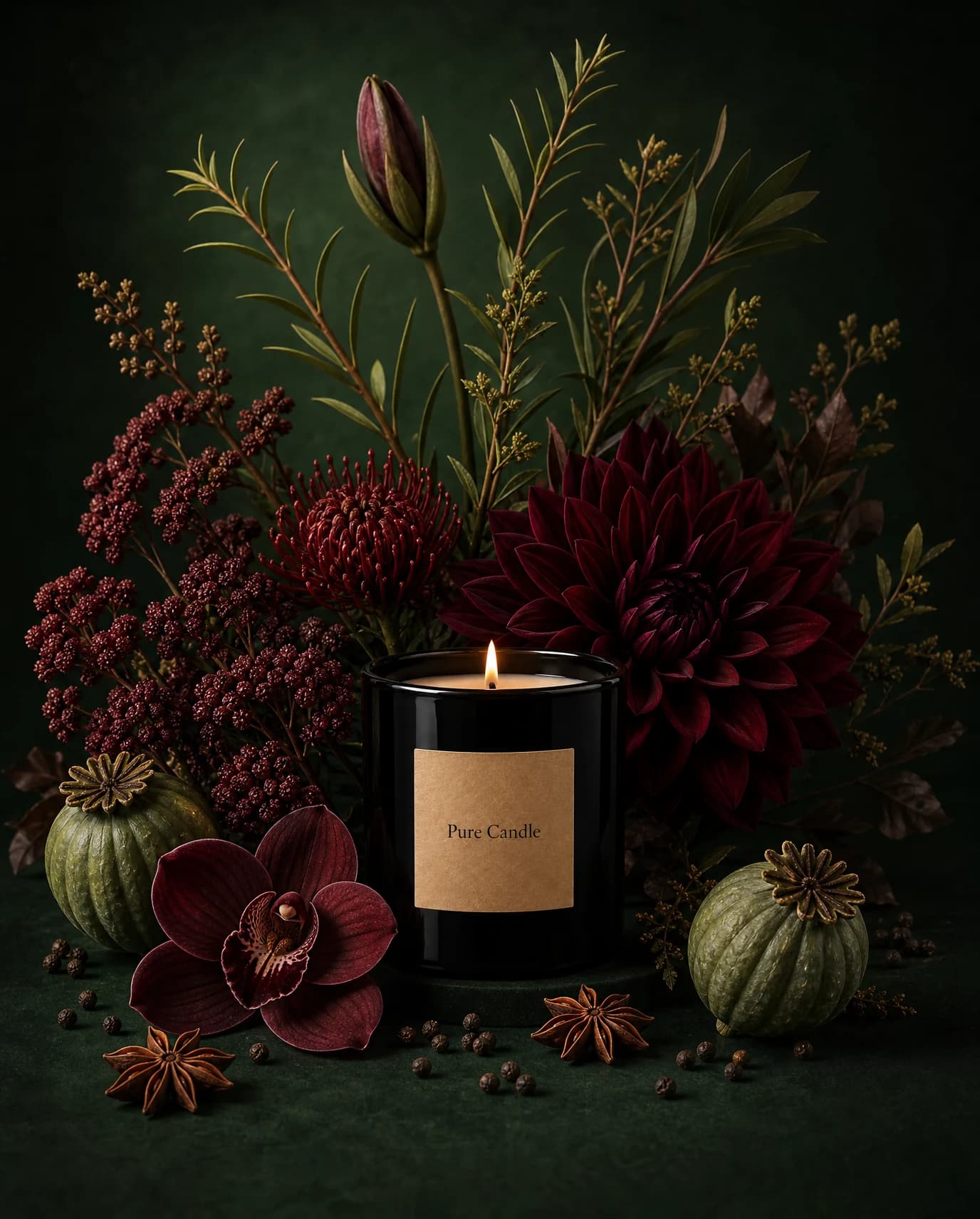 Burgundy Candle Editorial