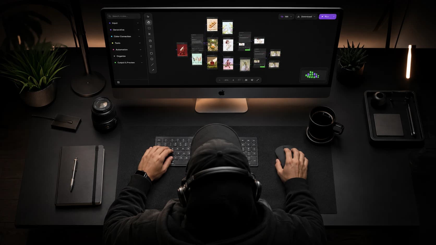 A creative team working together in a studio