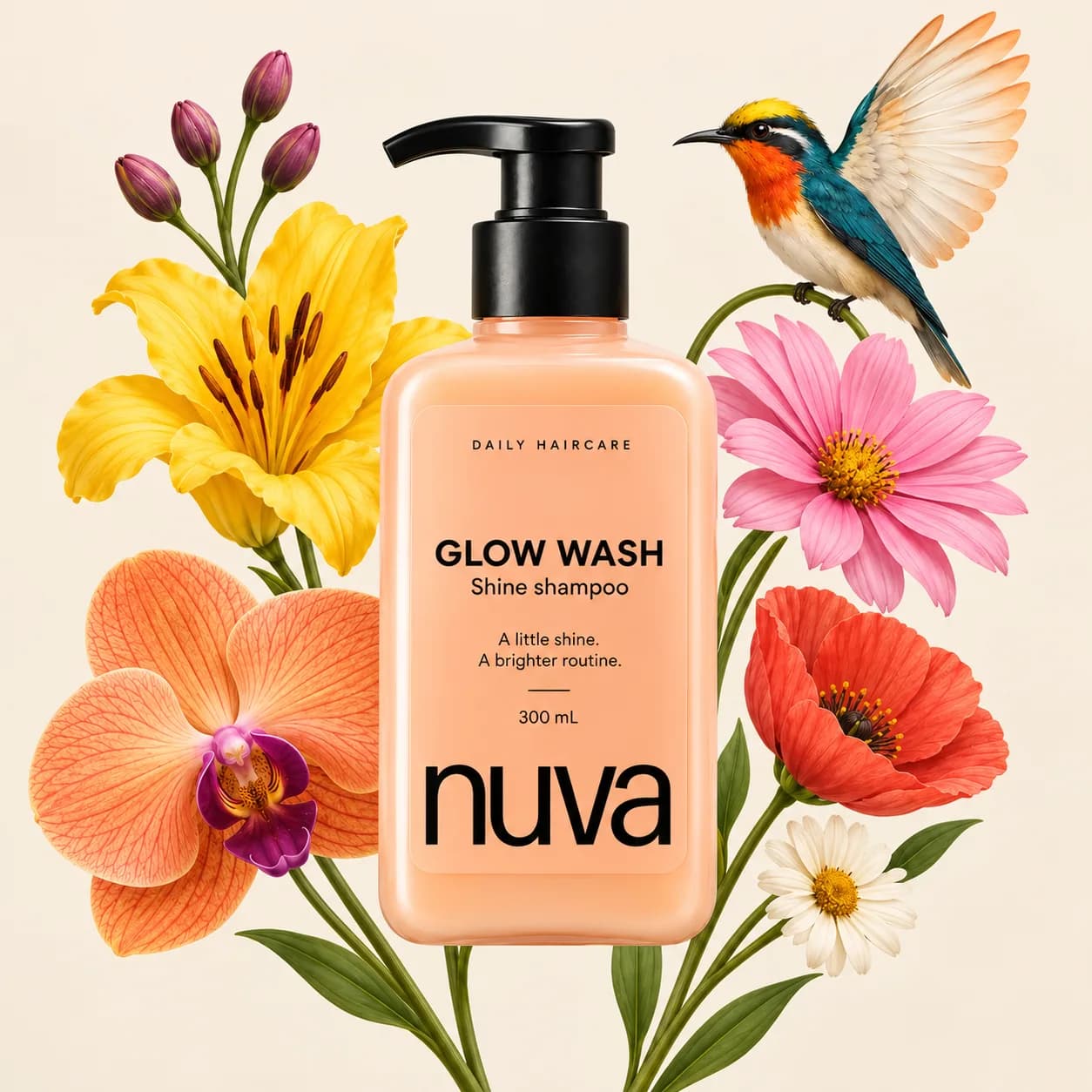 Generated shampoo shot open on the Design Studio canvas